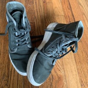 Olive green high top sneakers